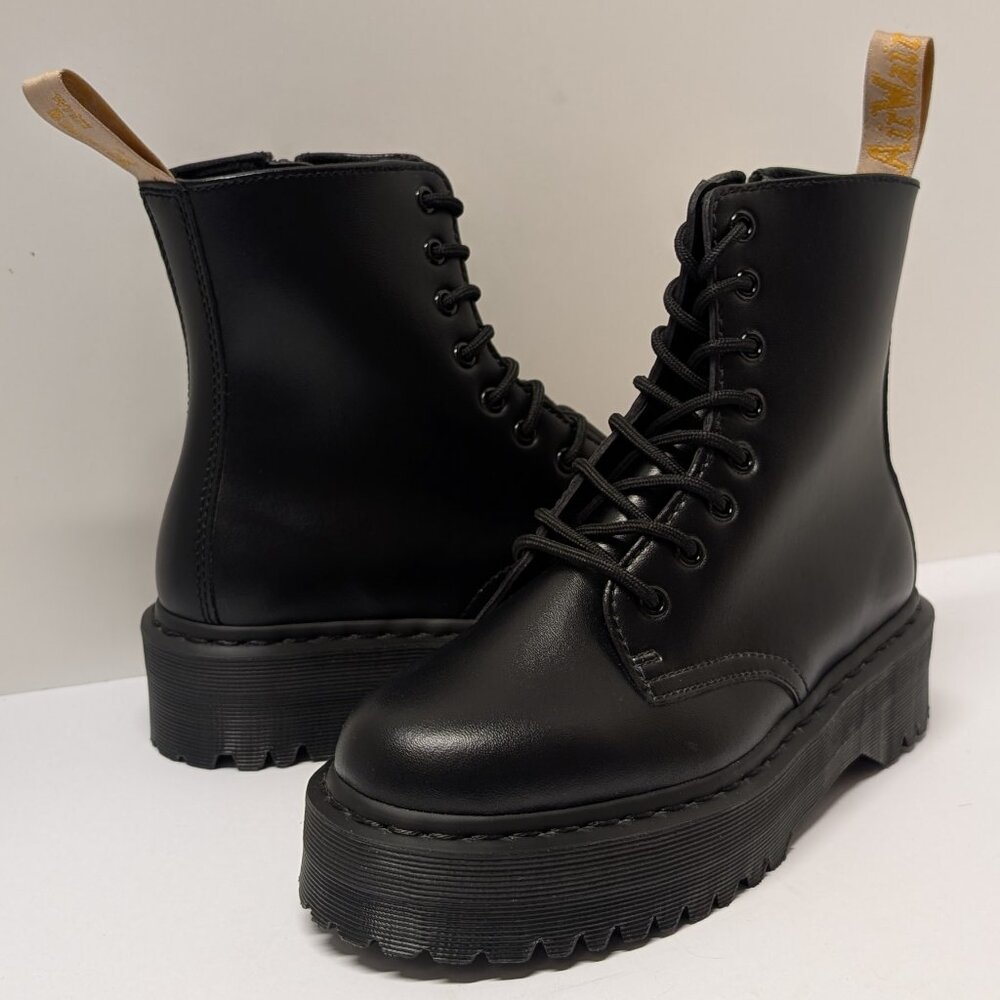 Dr. Martens V Jadon II Mono Vegan Platform Combat Moto Boots in Black-Felix Rub - Picture 4 of 16